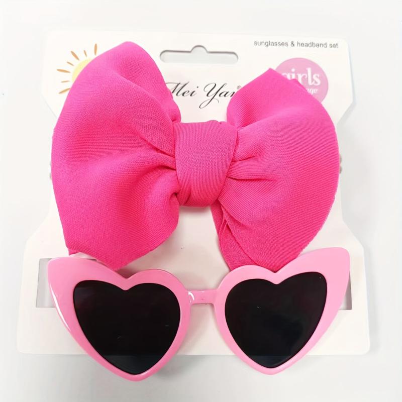 Kids Sunglasses Strap & Headband Set Cotton Solid Bow Sunshade