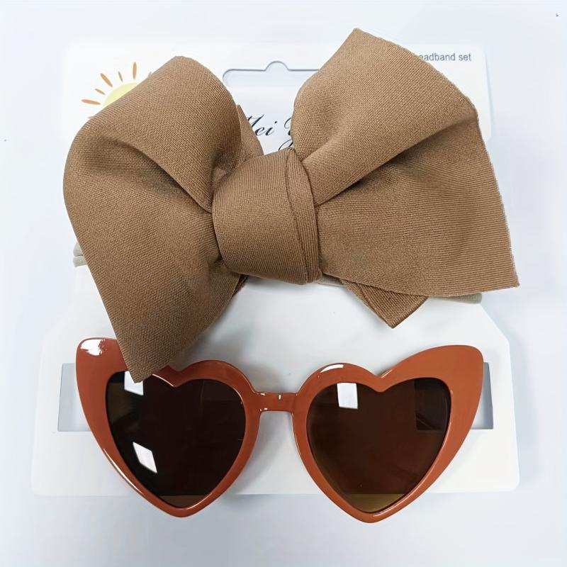 Kids Sunglasses Strap & Headband Set Cotton Solid Bow Sunshade