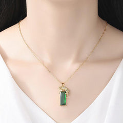 Golden Leopard Emerald Tourmaline Pendant Necklace Set