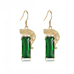 Golden Leopard Emerald Tourmaline Pendant Necklace Set