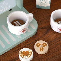 Kids Wooden Coffee Machine Toy Espresso Machine Kitchen Playset