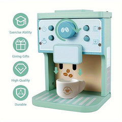 Kids Wooden Coffee Machine Toy Espresso Machine Kitchen Playset