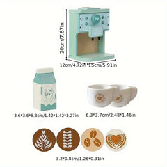 Kids Wooden Coffee Machine Toy Espresso Machine Kitchen Playset