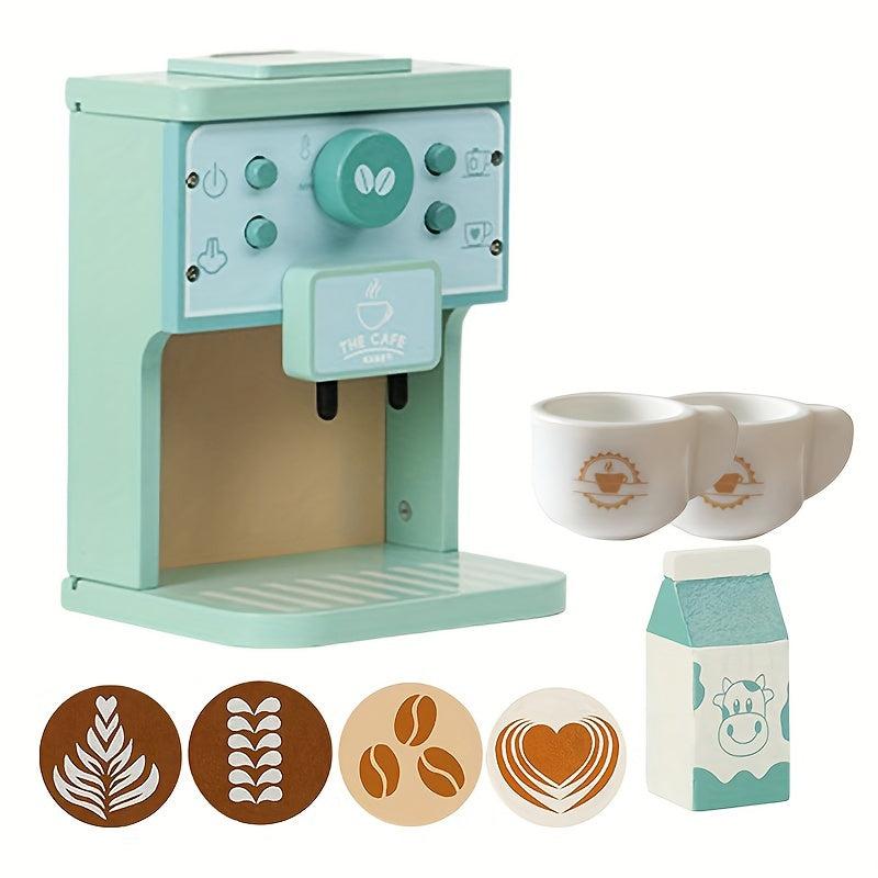 Kids Wooden Coffee Machine Toy Espresso Machine Kitchen Playset