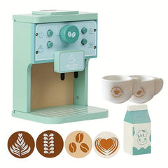 Kids Wooden Coffee Machine Toy Espresso Machine Kitchen Playset