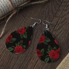 Rose Earrings Faux Leather Toys Anniversary Christmas