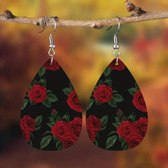 Rose Earrings Faux Leather Toys Anniversary Christmas