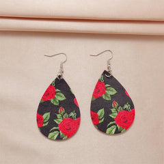 Rose Earrings Faux Leather Toys Anniversary Christmas