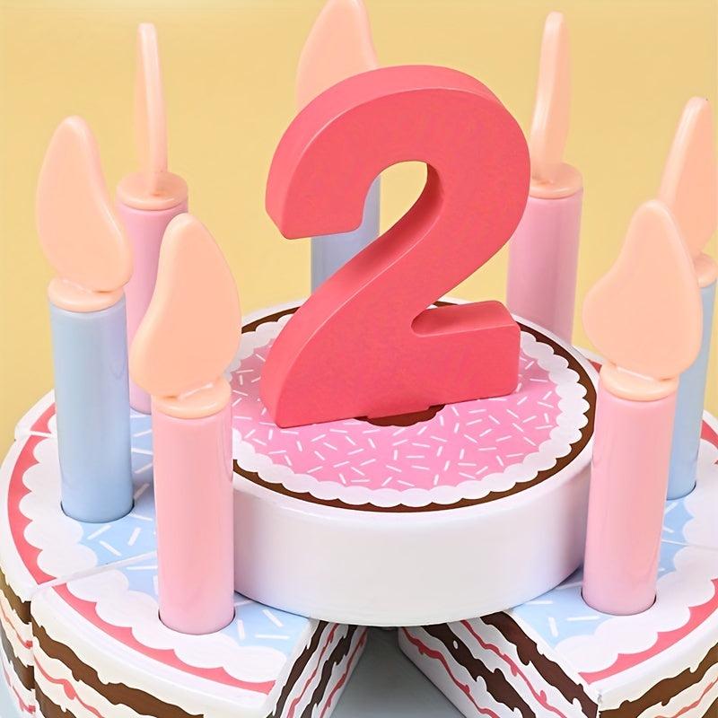 Wooden Birthday Cake Kitchen Toy Boys Girls Play House Parent-child Interactive