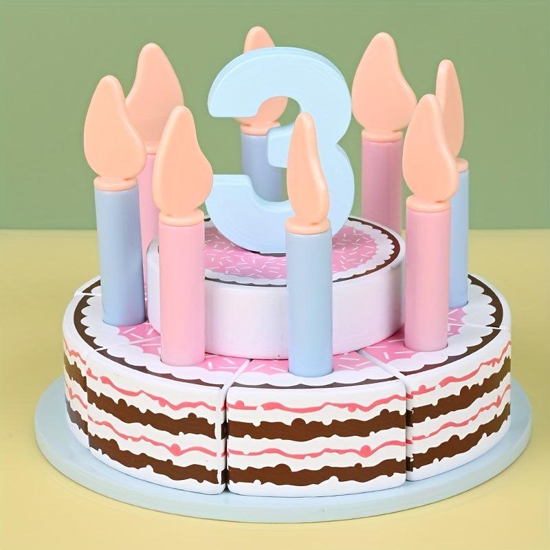 Wooden Birthday Cake Kitchen Toy Boys Girls Play House Parent-child Interactive