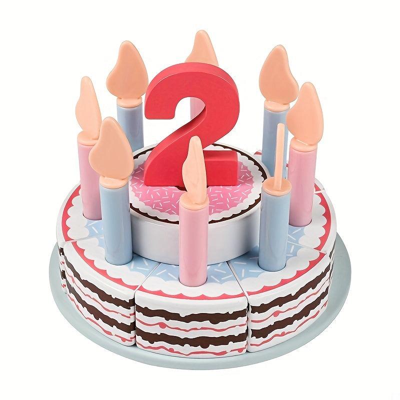 Wooden Birthday Cake Kitchen Toy Boys Girls Play House Parent-child Interactive
