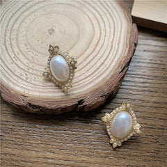 Vintage Oval Faux Pearl Earrings Stud Geometric Ear Jewelry