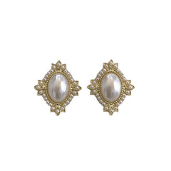 Vintage Oval Faux Pearl Earrings Stud Geometric Ear Jewelry