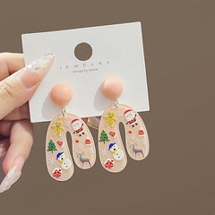 Christmas Series Cartoon U Shaped Earrings