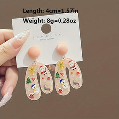 Christmas Series Cartoon U Shaped Earrings