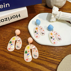 Christmas Series Cartoon U Shaped Earrings