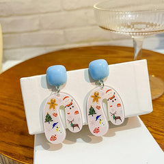 Christmas Series Cartoon U Shaped Earrings
