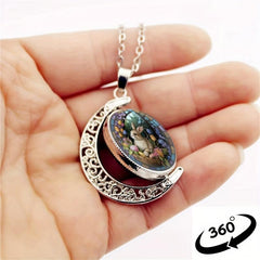 Rabbit Crescent Moon Crystal Necklace