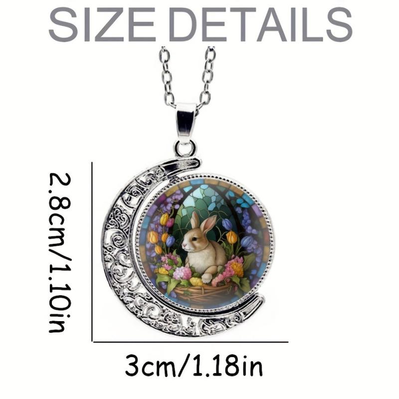 Rabbit Crescent Moon Crystal Necklace