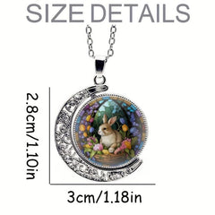 Rabbit Crescent Moon Crystal Necklace