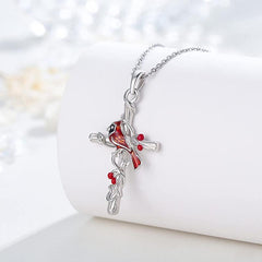 Red Bird Cross Necklace For Women And Girls Birthday Christmas Gift
