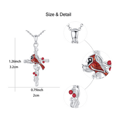Red Bird Cross Necklace For Women And Girls Birthday Christmas Gift