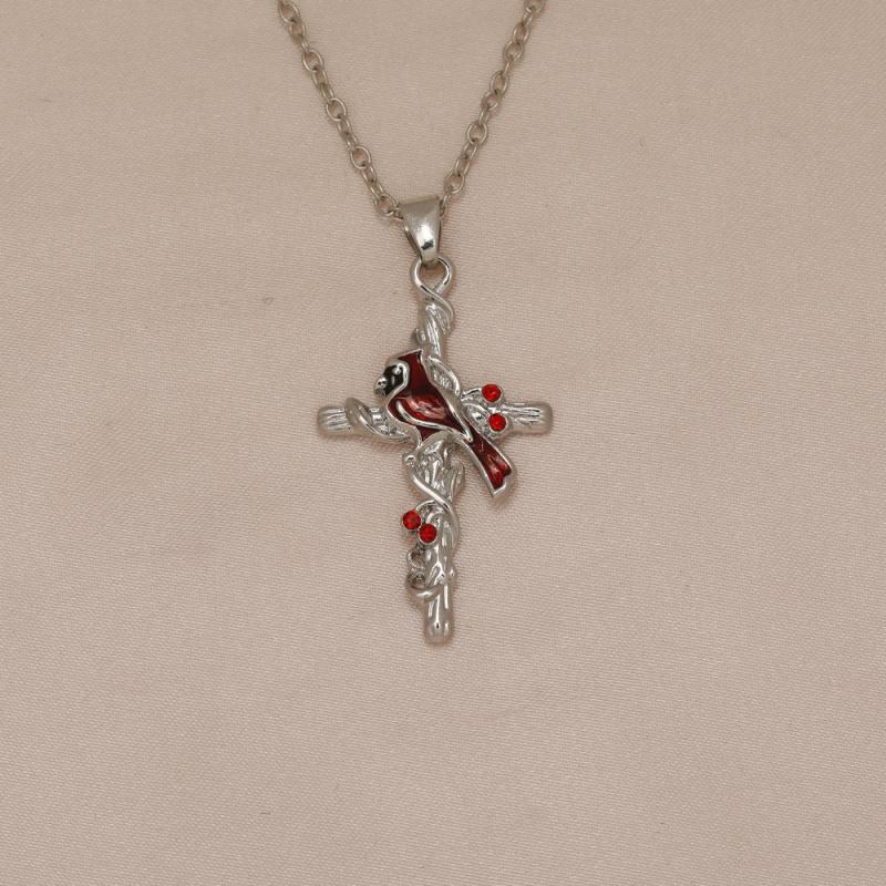 Red Bird Cross Necklace For Women And Girls Birthday Christmas Gift