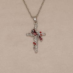 Red Bird Cross Necklace For Women And Girls Birthday Christmas Gift