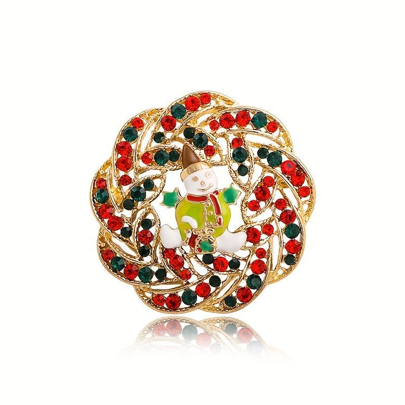 Retro Christmas Tree Brooch Rhinestone Crystal Xmas Pin
