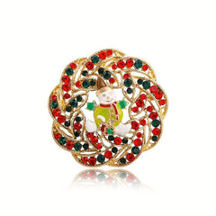 Retro Christmas Tree Brooch Rhinestone Crystal Xmas Pin