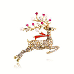 Retro Christmas Tree Brooch Rhinestone Crystal Xmas Pin