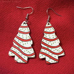 Christmas Tree Print Dangling Earrings - Gift For Women Girls