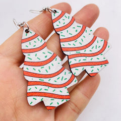 Christmas Tree Print Dangling Earrings - Gift For Women Girls