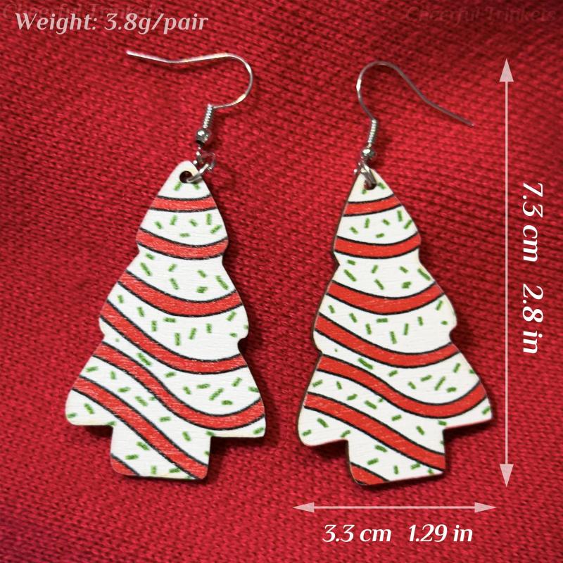 Christmas Tree Print Dangling Earrings - Gift For Women Girls