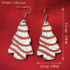 Christmas Tree Print Dangling Earrings - Gift For Women Girls
