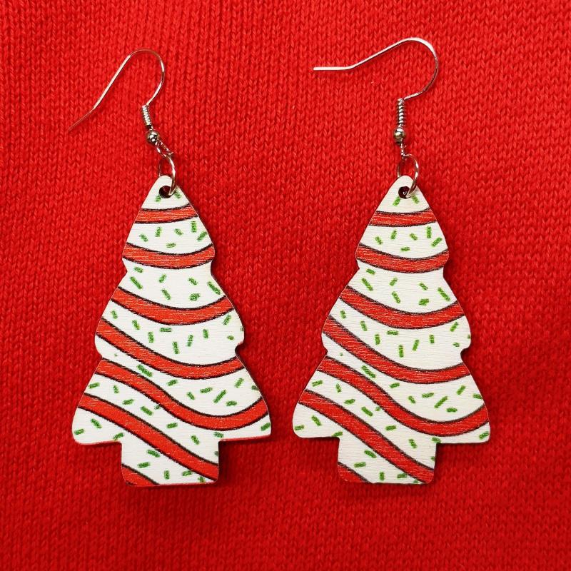 Christmas Tree Print Dangling Earrings - Gift For Women Girls