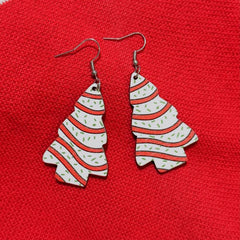 Christmas Tree Print Dangling Earrings - Gift For Women Girls