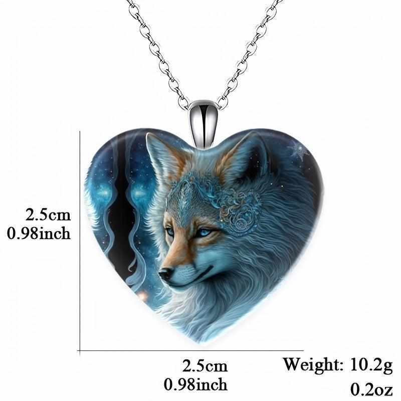 Heart Fox Pendant Necklace Toy Anniversary Christmas Gift