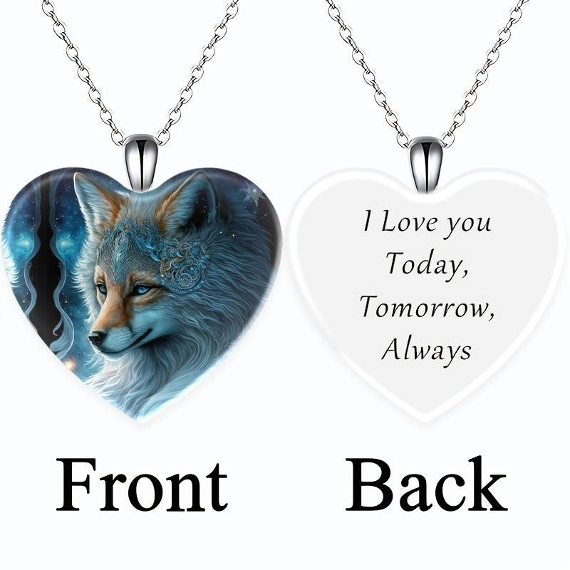 Heart Fox Pendant Necklace Toy Anniversary Christmas Gift