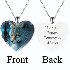 Heart Fox Pendant Necklace Toy Anniversary Christmas Gift