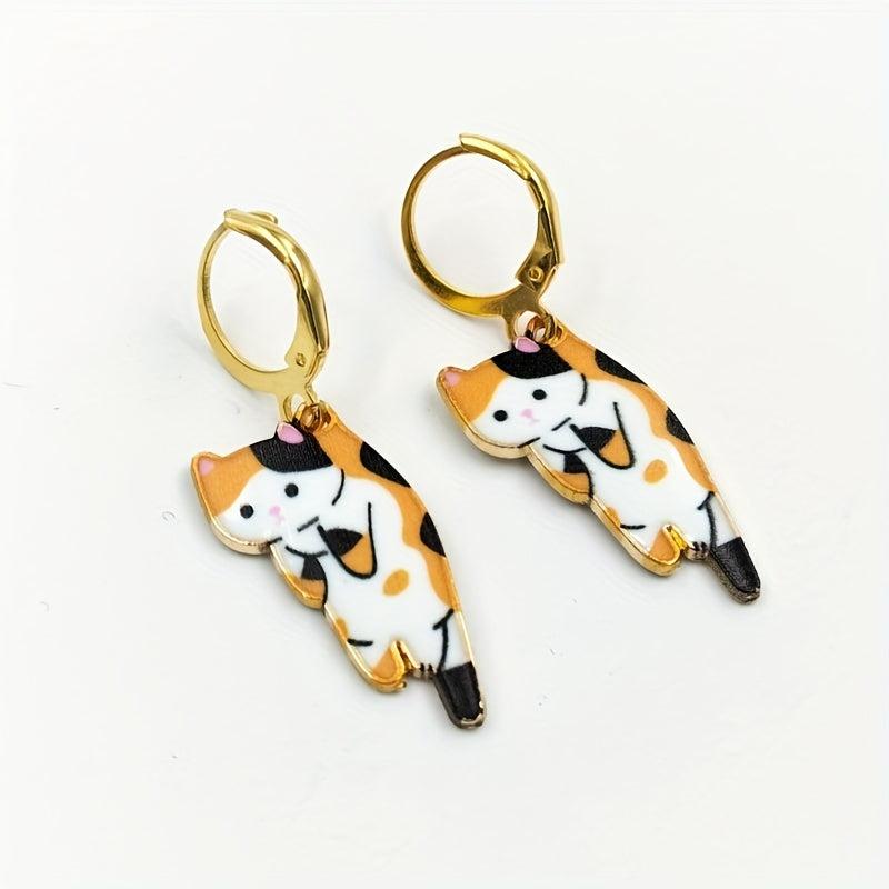 Alloy Cat Earrings with Dripping - Must Have Accessory