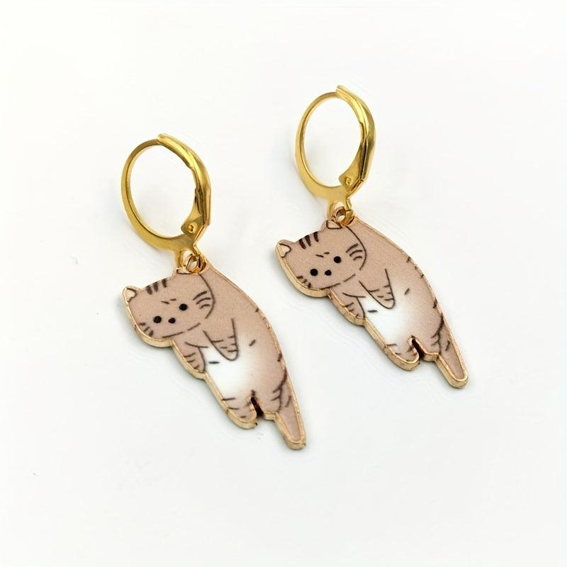 Alloy Cat Earrings with Dripping - Must Have Accessory