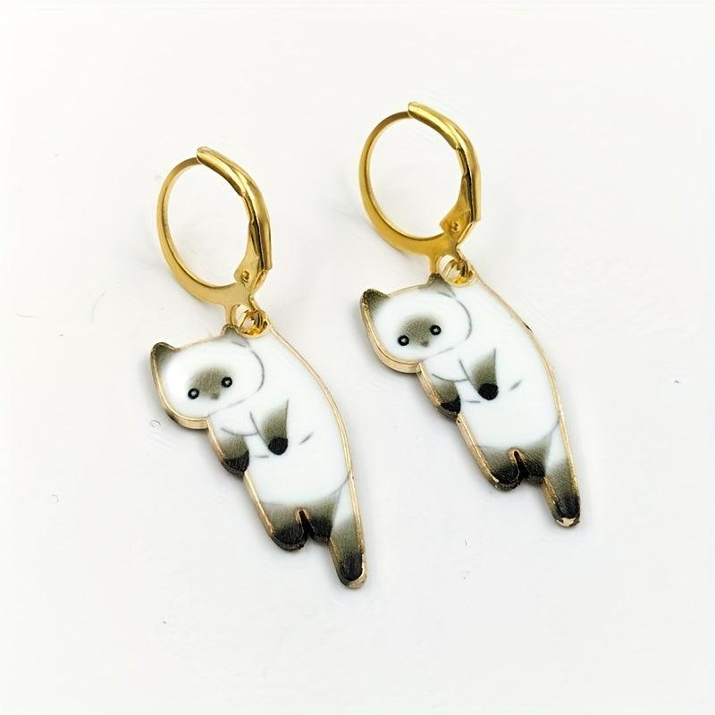 Alloy Cat Earrings with Dripping - Must Have Accessory