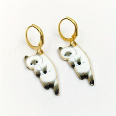 Alloy Cat Earrings with Dripping - Must Have Accessory