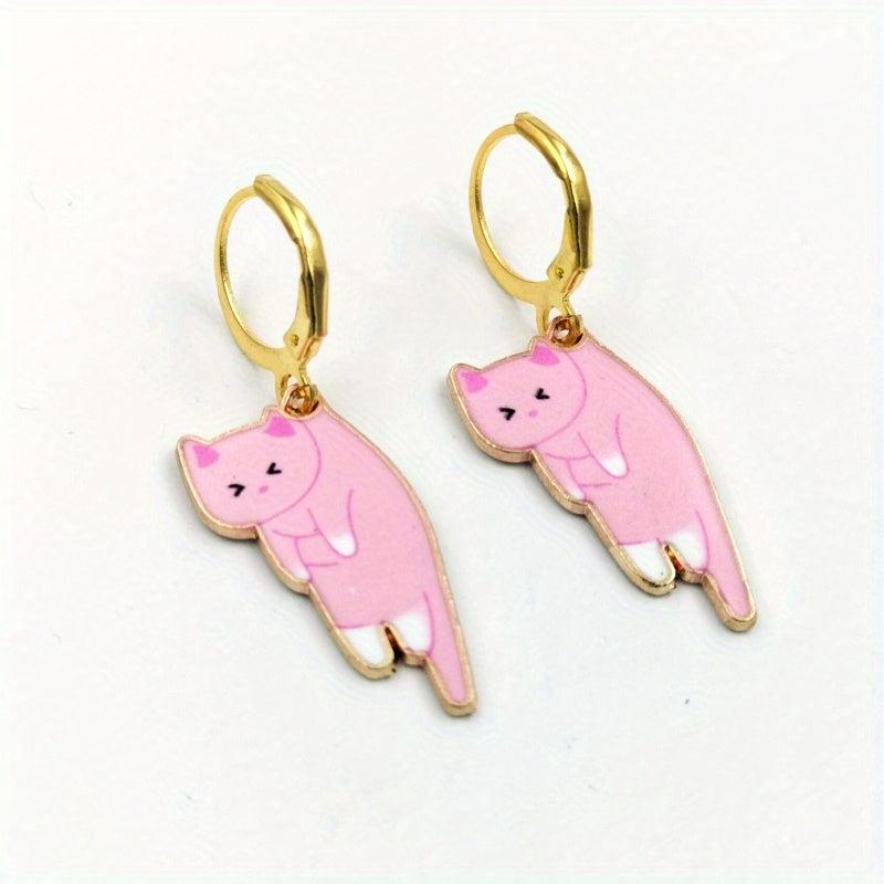 Alloy Cat Earrings with Dripping - Must Have Accessory