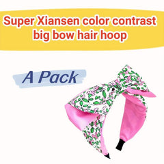 Fresh Floral Double Layer Bow Splicing Headband