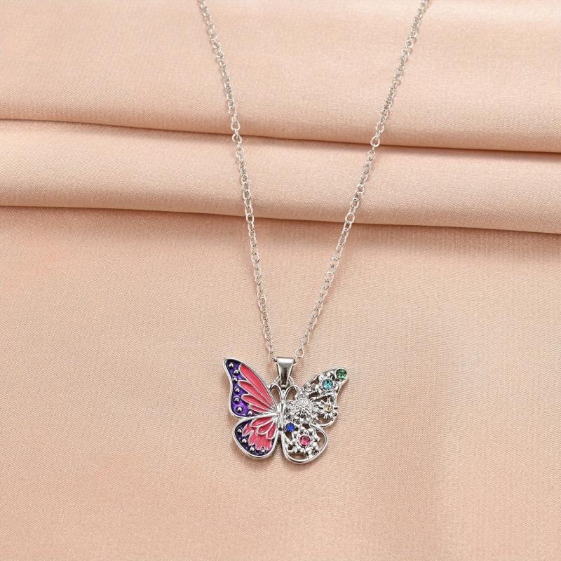 Vintage Butterfly Animal Pendant Alloy Necklace Toy For Kids