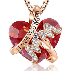 Heart Rhinestone Pendant Necklace for Women, Holiday Party Gift