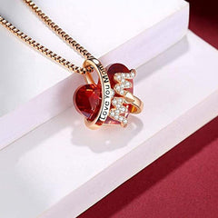Heart Rhinestone Pendant Necklace for Women, Holiday Party Gift