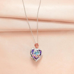 Pink Rose Pendant Necklace for Couples Anniversary Gift